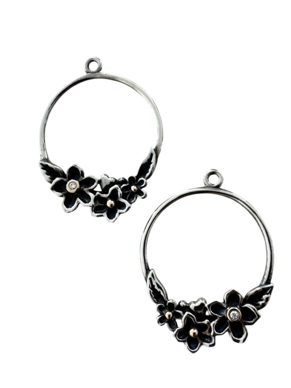 Pandora Hoop Earring Charms in Sterling Silver, 14K Gold, Diamond EUC